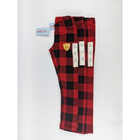 Cat & Jack Other - Cat & Jack 3-Pack Red & Black Checkered Leggings Girls' XS NWT